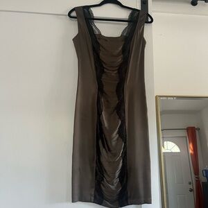 Roberto Cavalli Olive Black lace silk Dress